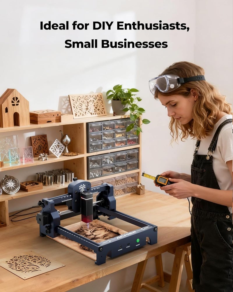 Acmer S1 Laser Engraver, 2500mW Laser Engraver Machine Higher Accuracy Wood Cutter and Engraving Machine with Working Area 130x130mm,0.04mm Laser Spot for Wood Acrylic Metal Glass - Image 3